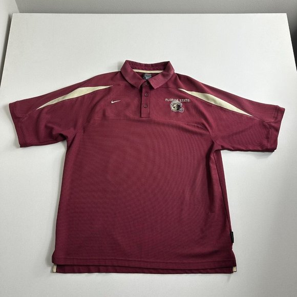Y2K Florida State Seminoles Polo Shirt Adult Large Red FSU Football Nike‎ Mens - Picture 1 of 9
